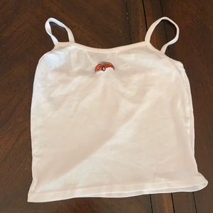 Cute white tank top with car